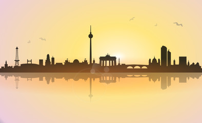 Naklejka premium Skyline Berlin Sonne Himmel