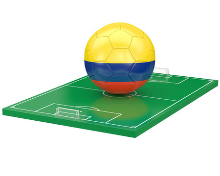 Ballon Colombie sur terrain de football