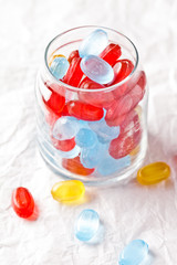 colorful candies in glass jar