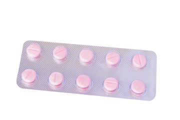 Pink pills in a blister pack