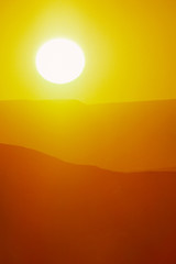 Bright Colorful Sunrise Background With Large Sun