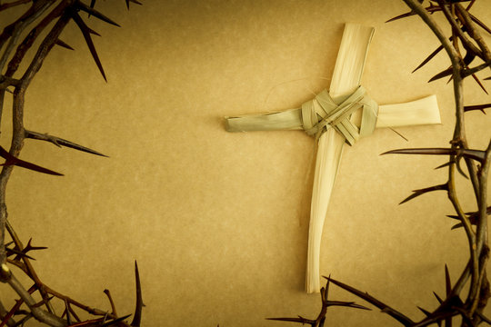 Crown of Thorns on parchment background illustrates Easter