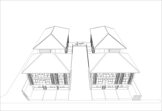 bird eye view  of house,vector