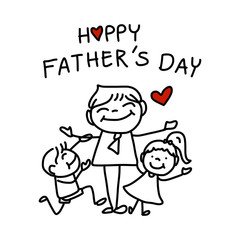 Happy Father's Day cartoon hand drawing