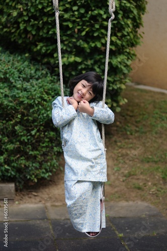 Malay Girl In Traditional Costume On A Swing Wall Mural Wallpaper Murals Cicak Kobeng