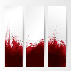 set of three banners, abstract headers with red blots - 66397230