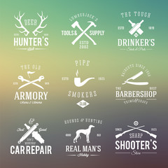 Vintage Labels With Retro Typography for Men's Hobbies Such as