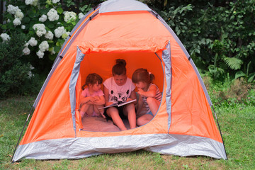 children read a book on the nature