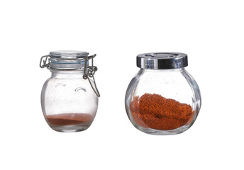 asian chili in bottle on white background