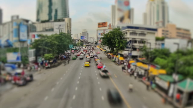 City Traffic Time Lapse Bangkok Fisheye Zoom