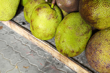 close up thai jack fruit in market