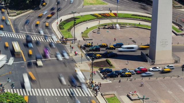 City Traffic Time Lapse Buenos Aires Above