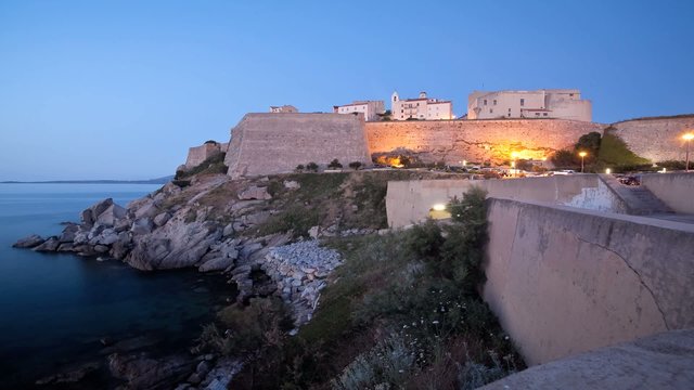 A timelapse view of the citadel at Calvi, Corsica, France