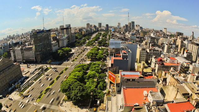 City Traffic Time Lapse Buenos Aires Above Zoom