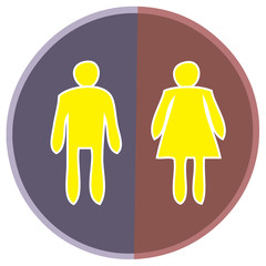 Woman and Man Figure on Toilet Guided Circle Sign Vector