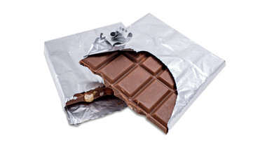 Chocolate bars isolated on white background