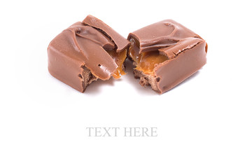 Chocolate bars isolated on white background with space for text