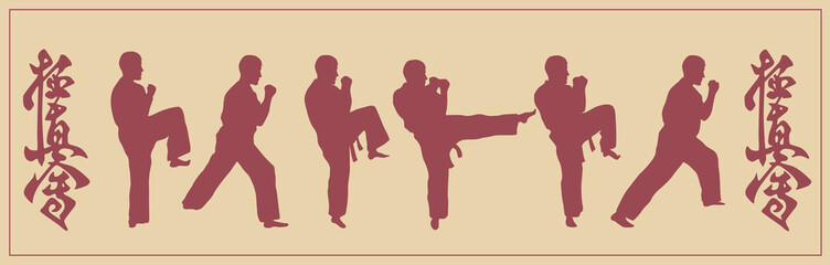 Illustration, set of images of the man of engaged karate © zhelunovych