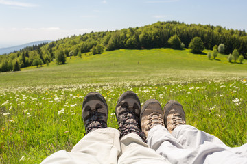 Chaussures - randonnée - en montagne