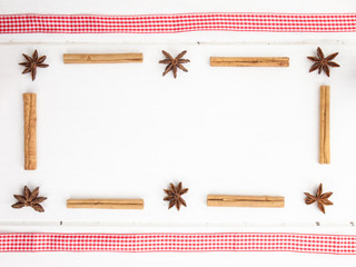 christmas spice  and checked red ribbon
