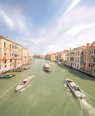 View of the grand canal with vaporetto and boats