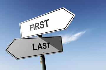 First and Last directions.  Opposite traffic sign.