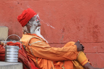 Heiliger Sadhu in Indien - obrazy, fototapety, plakaty