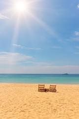 Tropical beach on the island of Phuket in Thailand