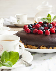 Cake with berries. Selective focus
