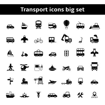 Set of universal transportation vehicles pictograms