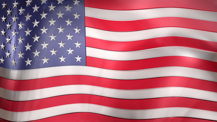 3D reflective United States of America flag