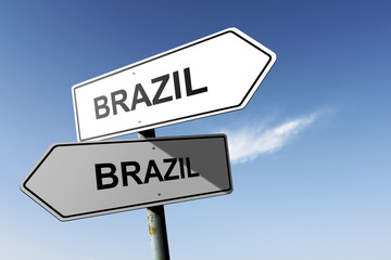 Brazil and Brazil directions.  Opposite traffic sign.