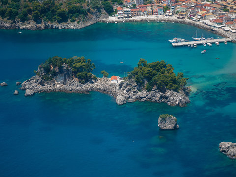 Aerial landscape of Parga Greece © Netfalls