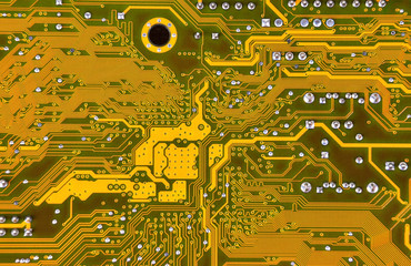 Close up of a printed computer circuit board