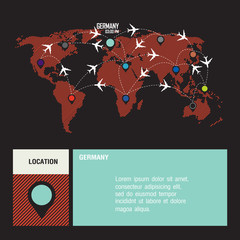 vector world travel map with airplanes