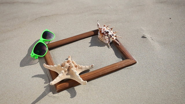 Frame with shell starfish sunglasses. HD with motorized slider. 