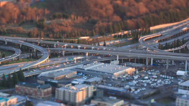 Freeway Traffic Time Lapse Sunset Tilt Shift
