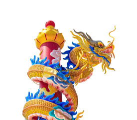 Fototapeta premium gold dragon isolated on white background