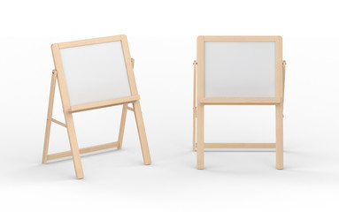 Blank  whiteboard stand with wooden frame, clipping path include