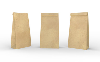 Brown paper lunch  bag isolated on white with clipping path