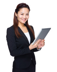 Fototapeta premium Asian business woman use tablet