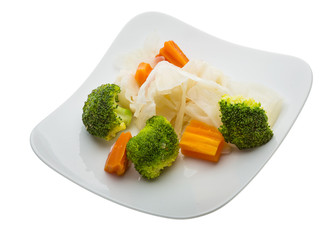 Boiled cabbage and broccoli