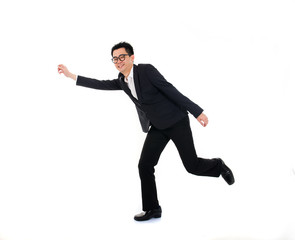 business man running on isolated white background, full length,