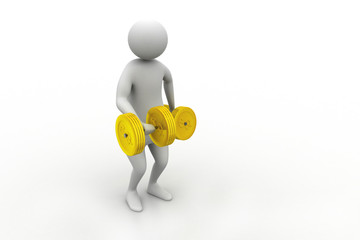3d man with dumbbells