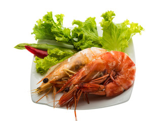 Boiled king prawns