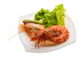 Boiled king prawns