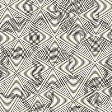Abstract seamless pattern of rings. Vector