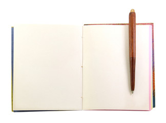 Off-white mulberry paper note book with wood pen