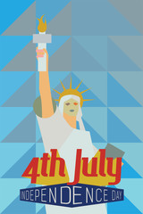 4th July Greeting Card with  the Statue of Liberty