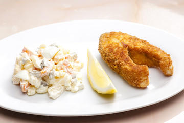 fried carp with potato salad